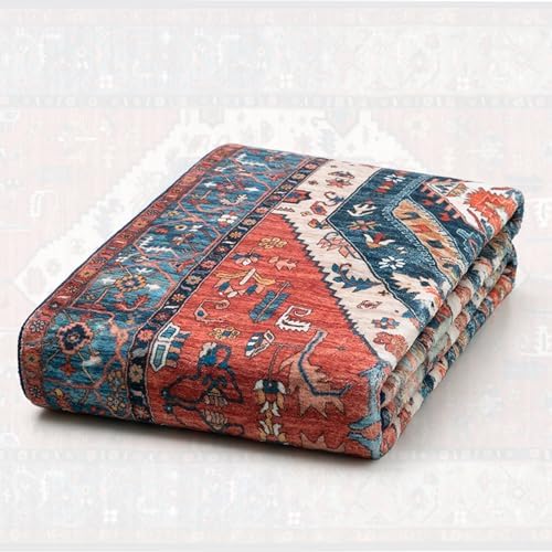 SERISSA 5x7 Washable Non Slip Boho Area Rug for Living Room，Rust