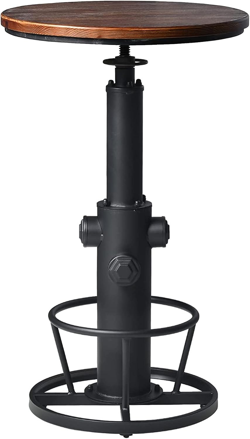 LOKKHAN Industrial Bar Table 38.6"-48.4" Height Adjustable Swivel R...