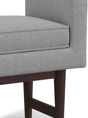 SIMPLIHOME Scott 29" Wide Linen Fabric Rectangle Ottoman in Pewter Grey