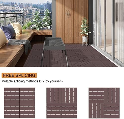 Goovilla Plastic Interlocking Deck Tiles, 9 Pack, 12"x12" Each, Dar...