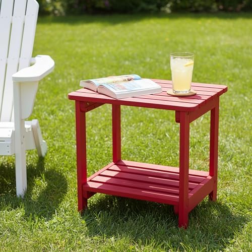 Shine Company Providence Rectangular Solid Wood Side Table, Outdoor Adirondac...