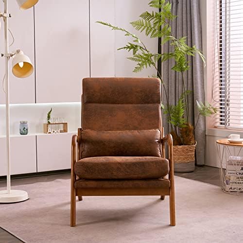Karl home Accent Chair High Back Mid-Century Modern, Brown