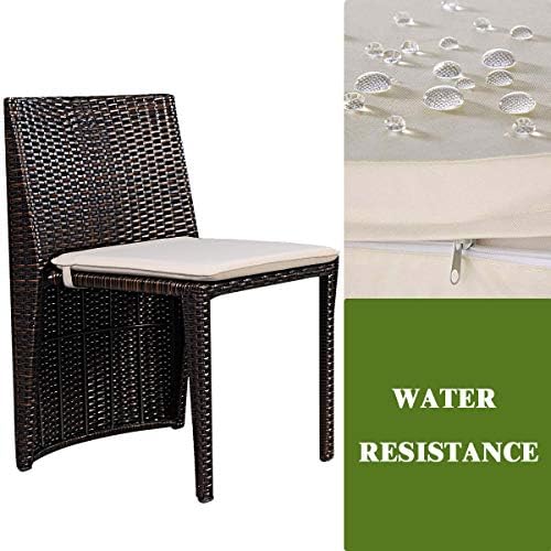 GIANTEX 3 PCS Cushioned Outdoor Wicker Patio Set Convention Bistro Set Garden...