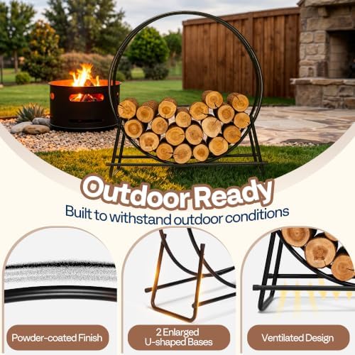 VIVOHOME 40 Inches Firewood Log Rack Hoop(Only Rack)