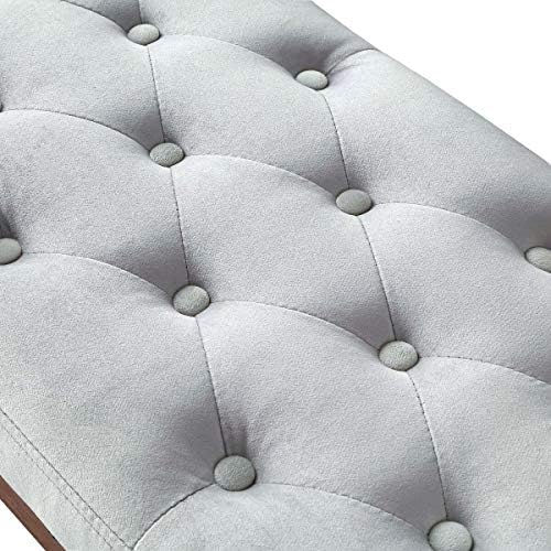 24KF Velvet Upholstered Buttons Tufted Entryway Bench with Solid Wood Leg,Bed...