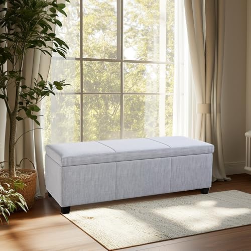 BELLEZE Storage Ottoman, 47 Inch Bench Bedroom Bench with Safety Close Hinge,...