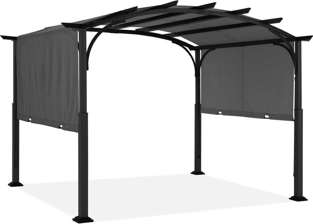 ABCCANOPY Arched Pergola 10'x12' with Retractable Sun Shade, Dary Gray
