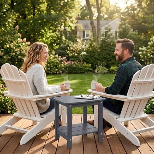 Y&M Outdoor Side Table, HIPS Adirondack Small Double Layer Table, Waterpr...