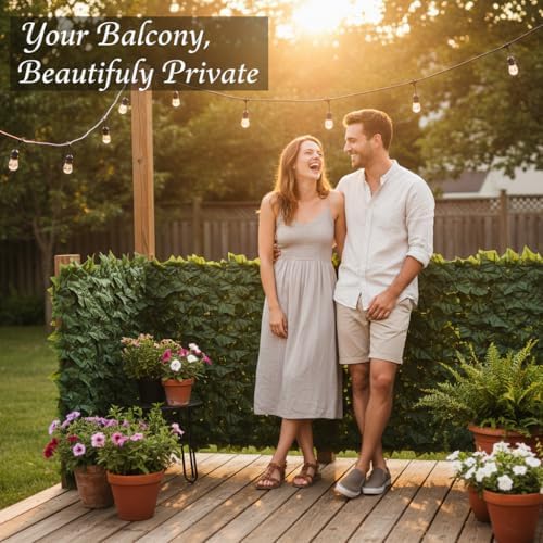 Faux Ivy Privacy Fence Screen Outdoor Expandable Artificial Greenery Roll Fak...