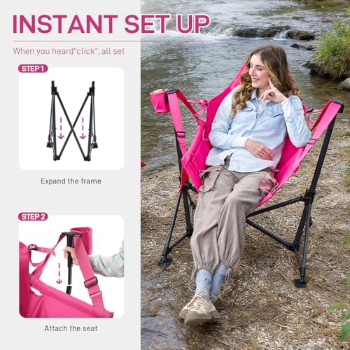 EVER ADVANCED Padded Oversized Hammock Camping Chair, Compact Heavy Duty Swin...
