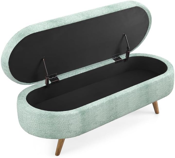 43.5" Fabric Storage Ottoman Bench for Bedroom,Upholstered Boucle Ottoma...