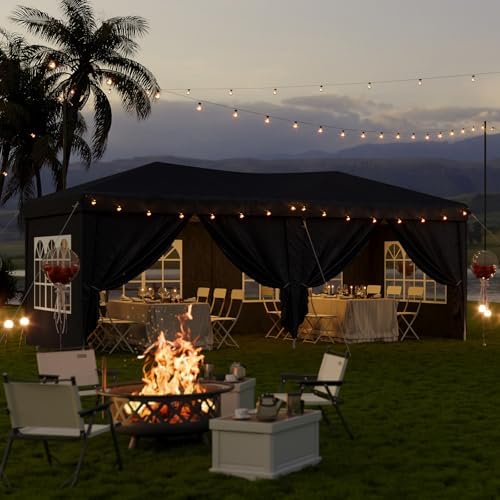 Aoxun 10x20 Pop Up Canopy Tent with 6 Sidewalls, Party Tent, Black