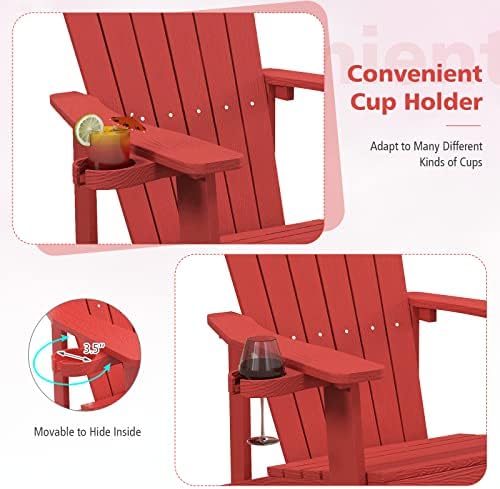 Tangkula Oversized Adirondack Chair, Patio Lounge Chairs w/Adjustable Cup Hol...