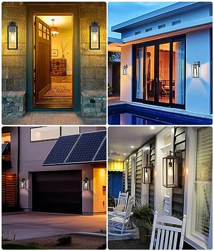 2 Pack Large Size Outdoor Wall Lights Dusk to Dawn, 18 Inch Wall Lantern Set ...