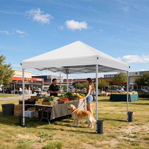 Driftalia 10x10 Pop Up Canopy Tent One-Push Center Lock, Portable Shelter