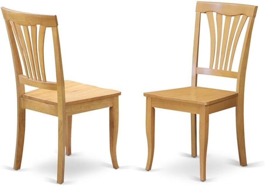 East West Furniture AVC-OAK-W Avon Dining Room Chairs - Slat Back Wood Seat C...