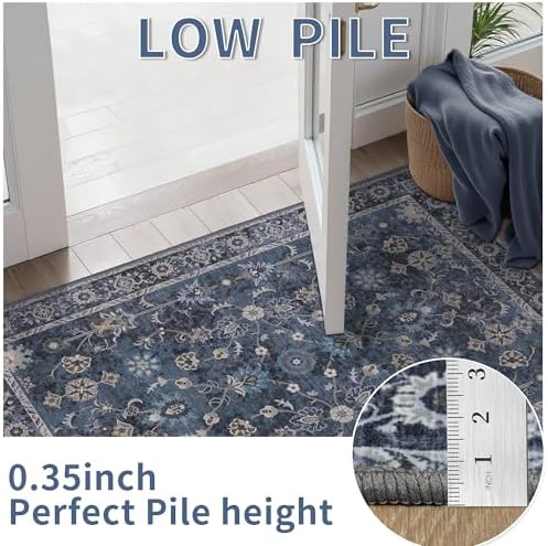 Tangsoo 9x12 Large Blue Area Rug for Living Room,Non Slip,Machine Washable