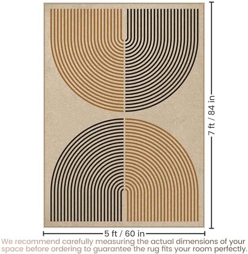 Washable 5x7 Rainbow Modern Woven Indoor Outdoor Area Rug for Living Room