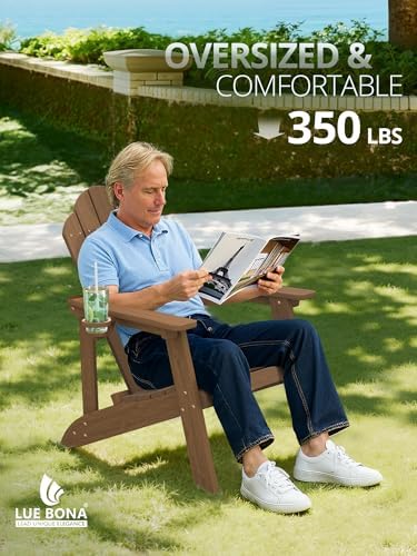LUE BONA HDPE Adirondack Chairs Set of 2, Brown Fire Pit Chairs