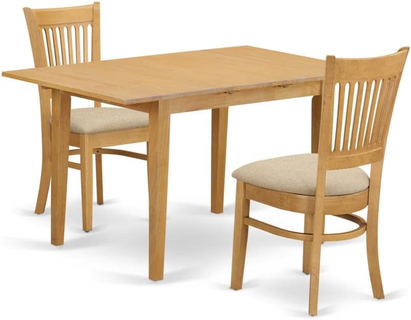 East West Furniture NOVA3-OAK-C 3 Piece Kitchen Table & Chairs Set Contai...