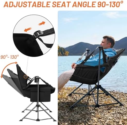 Timber Ridge Hammock Camping Chair with Adjustable Backrest, Heavy Duty Foldi...