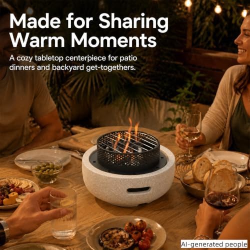 Tabletop Fire Pit Wood and Charcoal Burning Outdoor Fireplace