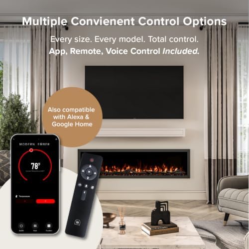 Modern Ember Highmark 72 Inch Smart Linear Electric Fireplace - Premium Flame...