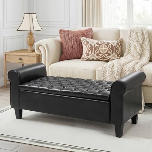ECOTOUGE 55" Storage Ottoman Bench for Living Room, End of Bed Bench wit...