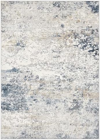 DMOYEST Area Rug Living Room Rugs 8x10 Washable Abstract Beige Blue Carpet