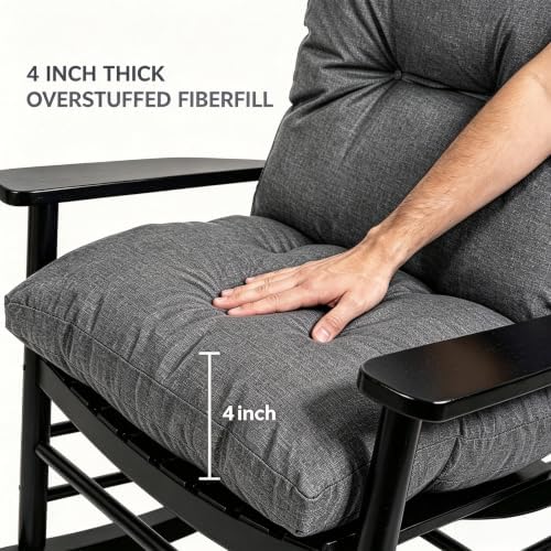 QILLOWAY Tufted Outdoor Chair Cushion Waterproof 43x20x4 Inch Non Slip Replac...