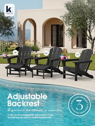 KINGYES Adjustable Folding Adirondack Chair with Footrest & 4-in-1 Multi-...