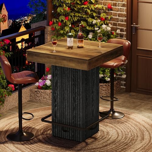 Tribesigns Square Bar Table, Kitchen Dining Table, Industrial Counter Height ...