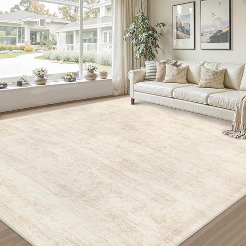 8x10 Area Rugs Living Room: Bedroom Washable Carpet Retro Beige