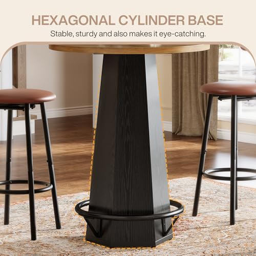 Tribesigns Round Bar Pub Table High Top, 39.4" H Bistro Cocktail Table w...
