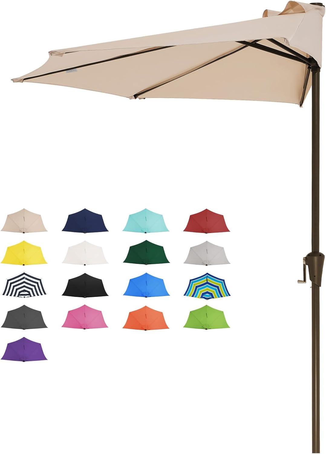 jearey 9 ft half outdoor patio umbrella w/crank shown in use