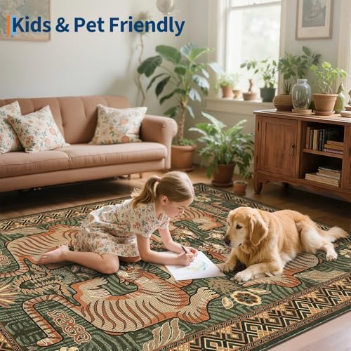 GarveeHome Large Tiger 9x12 Area Rugs Boho Washable Vintage Living Room Rug