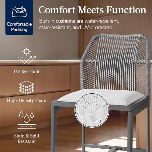 Best Choice Products Indoor Outdoor Counter Height Bar Stools Set of 2, Armle...