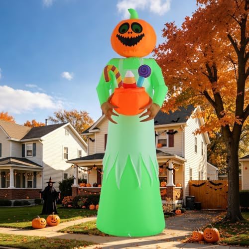 Elegear 10FT Animated Halloween Inflatable with Rotating Pumpkin Head