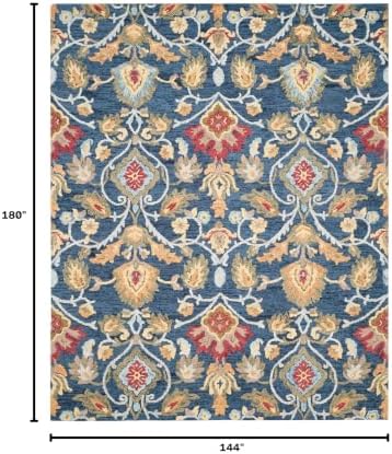 SAFAVIEH Blossom Collection 12' x 15' Navy/Multi BLM402A Handmade Pre...