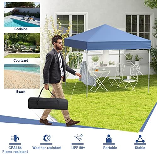 Tangkula 6.6x6.6 Ft Pop Up Canopy, 1 Person Instant Setup Canopy Tent with Ce...