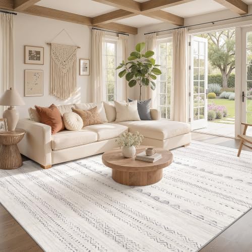 Nakagishi Boho 6x9 Area Rug Living Room Rugs Machine Washable Gray