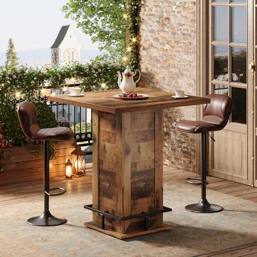 Tribesigns 39.4" H Square Bar Table, Industrial High Top Bistro Pub Cock...
