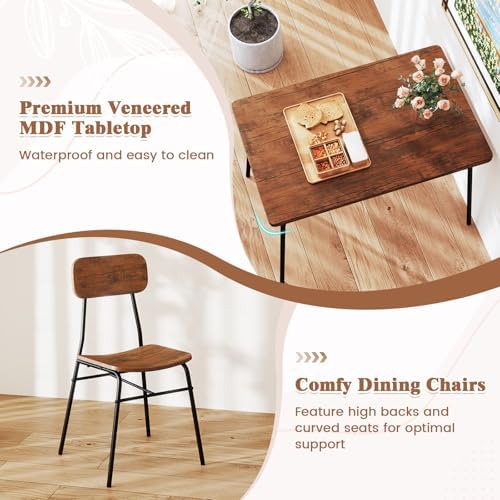 Tangkula Dining Table Set for 4, Square Kitchen Table & Chair Set w/Stora...
