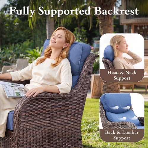 Luxury High Back Outdoor Furniture with 6-inch Extra Thick Cushions, Patio Fu...