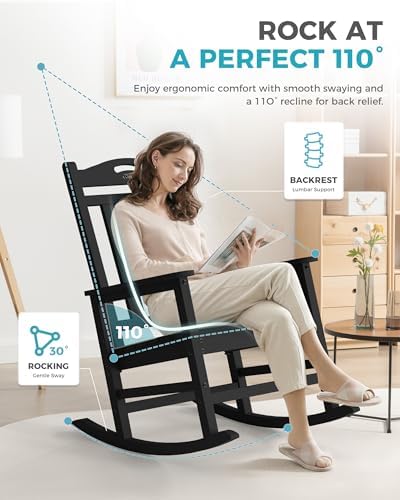 Ciokea Oversized Outdoor Rocking Chairs Set of 6, 380lbs Heavy-Duty Large Pat...