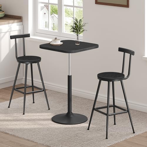 MAHANCRIS Bar Stools, Set of 2 Bar Chairs with Backrest and Footrest, 26&quot...