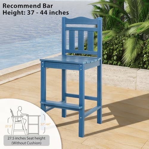 Sundale Outdoor Tall Adirondack Bar Chair Set of 2, HDPE Patio Bar Stools