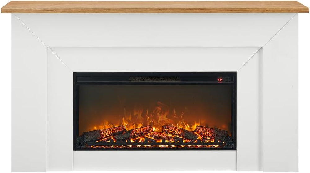 Bowery Hill 64" Freestanding Electric Fireplace with Wood Mantel, Realis...