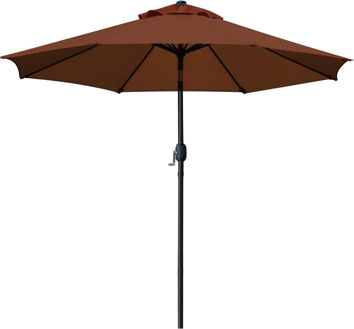 Sunnyglade 9' Patio Umbrella Outdoor Table Umbrella with 8 Ribs Brown