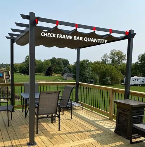 Pergola Shade Cover Replacement Canopy Top Compatible with 10 X 10 ft 6-Bar P...
